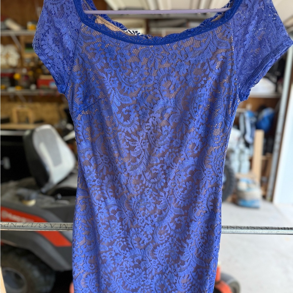 Royal Blue Lace Midi Dress